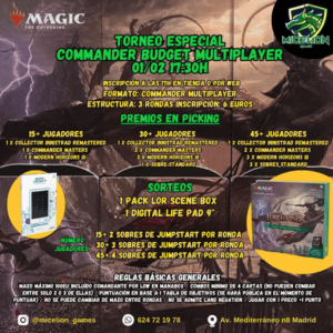 Inscripción Torneo Especial Commander Budget Multiplayer (Sábado 01/02 - 17:30h)