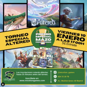 Inscripción TORNEO Altered (Viernes 10/01)